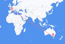 Flyg från Melbourne, Australien till Aspiran, Frankrike