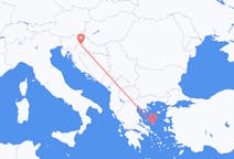 クロアチアのザグレブから、ギリシャのスキロスまでのフライト