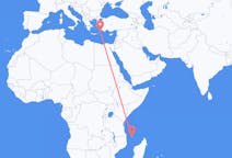 Flyg från Moroni, Komorerna till Rhodes, England, Grekland
