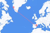 スペインのバレンシアからから、グリーンランドのヌークまでのフライト