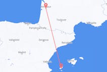 出发地 西班牙出发地 伊维萨岛目的地 法国波尔多的航班