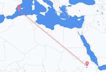 Flyreiser fra Gonder, Etiopia til Ibiza, Spania
