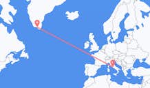 Voos de Narsaq, Groenlândia para Roma, Itália