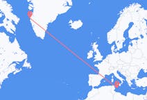 그린란드 시시미우트에서 출발해 이탈리아 람페두사에게(으)로 가는 항공편