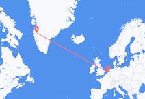 オランダのロッテルダムから、グリーンランドのカンゲルルススアークまでのフライト