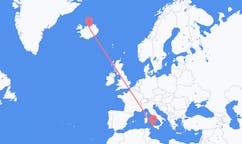 航班从意大利特拉帕尼市到阿克雷里市，冰岛塞尔