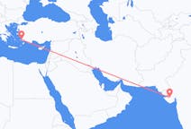 出发地 印度出发地 拉杰果德目的地 土耳其哈利卡那索斯的航班