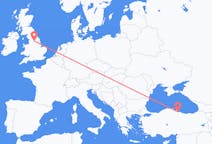 Flyg från Samsung, Turkiet till Leeds, England