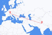 Flyg från Chandigarh, Indien till Zürich, Schweiz