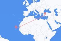 Flyg från Boa Vista (kommun i Brasilien, Roraima, lat 3,19, long -60,61), Kap Verde till Isparta, Turkiet