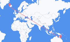 Vluchten van Townsville, Australië naar Reykjavík, IJsland
