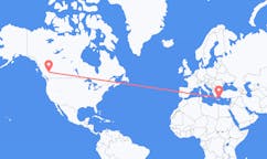 Flyreiser fra Williams Lake, Britisk Colombia, til Santorini