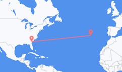Flyrejser fra Savannah, USA til Santa Maria, Portugal