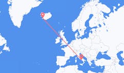 イタリアのナポリから、アイスランドのレイキャビク行きフライト