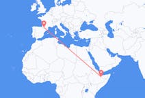 Flyg från Hargeisa, Somalia till Lourdes (kommun i Brasilien, São Paulo, lat -20,94, long -50,24), Frankrike
