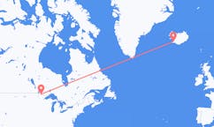 航班从美国国际瀑布城市到雷克雅维克市，冰岛塞尔
