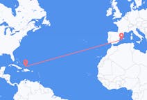 Flyreiser fra Sør-Caicos, Turks- og Caicosøyene til Ibiza, Spania