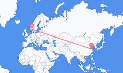 Flyg från Yancheng, Kina till Kristiansand, Norge
