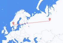 Vluchten van Nojabrsk naar Oslo