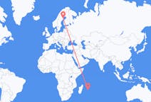 Vluchten van Mauritius Eiland, Mauritius naar Skellefteå, Zweden