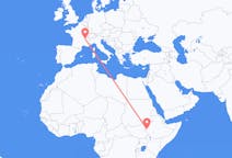 Flights from Gambela, Ethiopia to Lyon, France