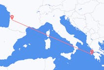 Vluchten van Bordeaux, Frankrijk naar Zakynthos-eiland, Griekenland