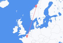 Flyg från Paris, Frankrike till Trondheim, Norge