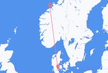 デンマークのセナボルグからから、ノルウェーのクリスチャンスンまでのフライト