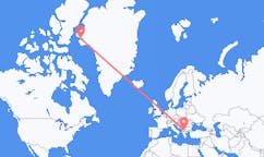 Flyreiser fra Skopje, Nord-Makedonia til Qaanaaq, Grønland