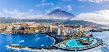 Photo of aerial view of beautiful landscape with Santa Cruz, capital of Tenerife, Canary island, Spain.