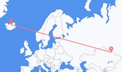 航班从哈萨克斯坦巴甫洛达尔市到阿克雷里市，冰岛塞尔