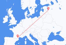 Flights from Pskov, Russia to Carcassonne, France