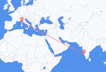 Vluchten van Mangalore, India naar Bastia, Vercelli, Frankrijk