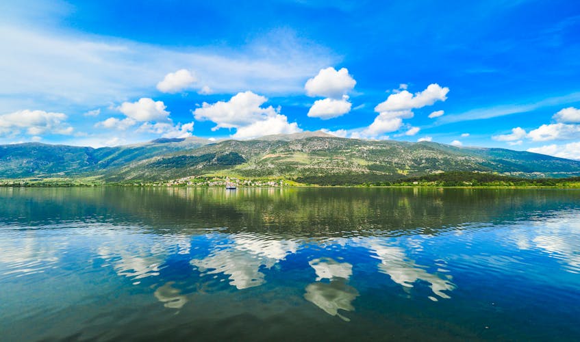 Photo of Ioannina lake Pamvotida in Epirus Region, Greece.