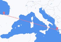 出发地 希腊从 凯法利尼亚岛目的地 西班牙桑坦德的航班