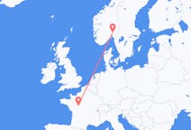Vluchten van Oslo, Noorwegen naar Tours, Frankrijk