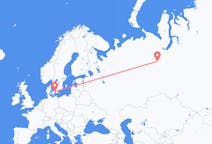 Vols depuis la ville de Beloïarski vers la ville de Copenhague