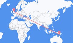 出发地 巴布亚新几内亚達魯前往英格兰的柯明顿的航班