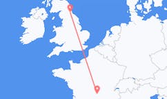 Flyreiser fra Clermont-Ferrand, Frankrike til Durham, England