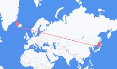 Fly fra byen Akita, Akita, Japan til byen Reykjavik, Island