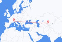 Vluchten van Şımkent, Kazachstan naar Turijn, Italië