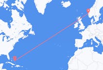 出发地 巴哈马圣萨尔瓦多岛目的地 挪威卑尔根的航班