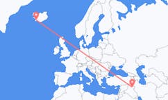 航班从伊拉克基尔库克市到雷克雅维克市，冰岛塞尔