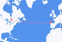 Flyreiser fra North Bay, Canada til Santiago de Compostela, Spania