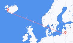 Fly fra byen Reykjavik, Island til byen Kaunas, Litauen