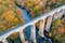 Photo of aerial view o Pontcysyllte Aqueduct crossing above the River Dee at autumn in Wales, UK.