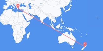 Flyreiser fra New Zealand til Hellas