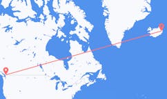 航班从加拿大亚伯斯福特市到Egilssta?ir市，冰岛塞尔
