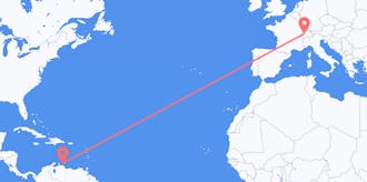 Flyreiser fra Curaçao til Sveits