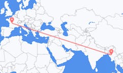Flyg från Bagan, Myanmar (Burma) till Limoges, Frankrike